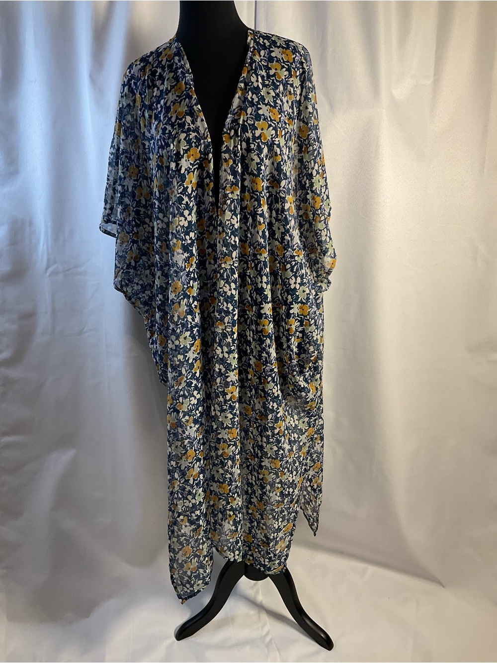 LC Lauren Conrad Navy Floral Wrap with Yellow Blooms